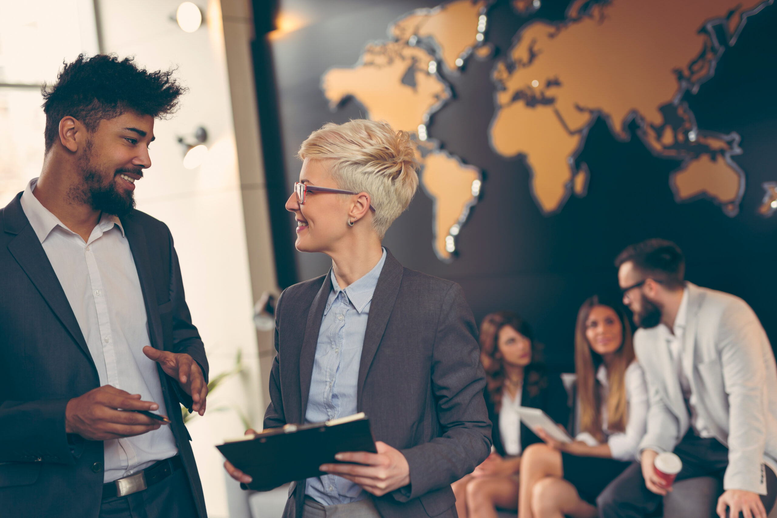 SME business owner connecting with international buyers through export promotion support.